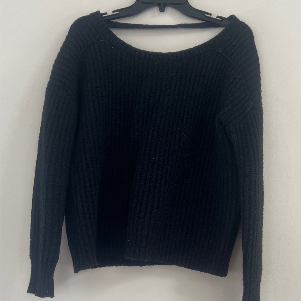 Express Women's Black Ribbed Sweater - Picture 6 of 7